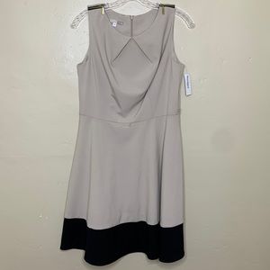 Dress Barn Dress Tan Black Sleeveless Career Wear A Line Skirt Scoop Neck 8P